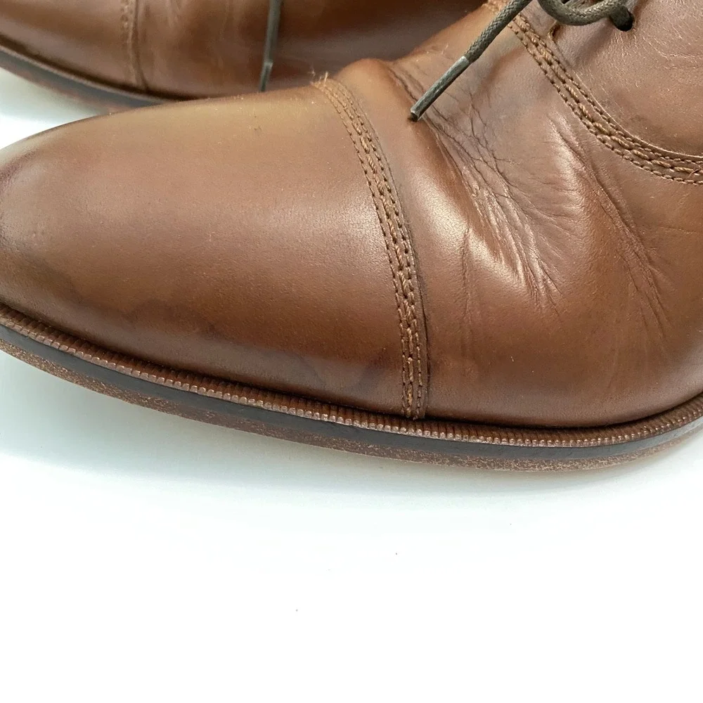 Johnston & Murphy Old Money Park Avenue Oxford Men 8 Brown Cap Toe Dress Shoe